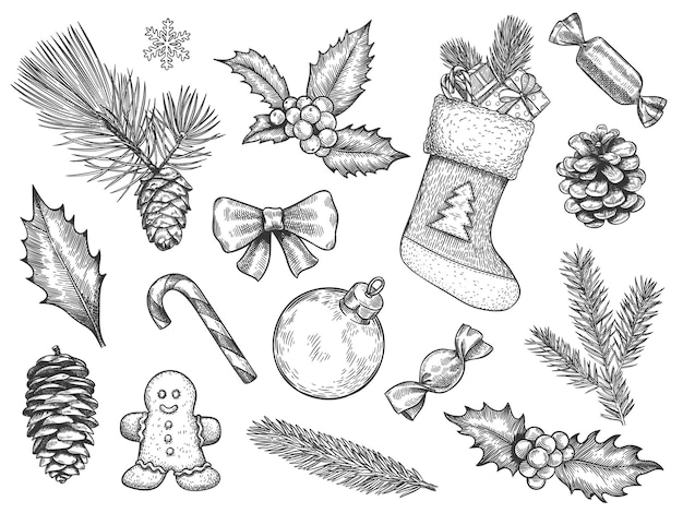 Sketch decoration xmas set