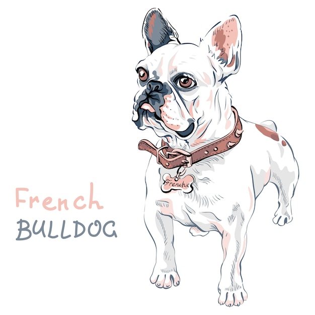 Vector sketch domestic dog french bulldog breed