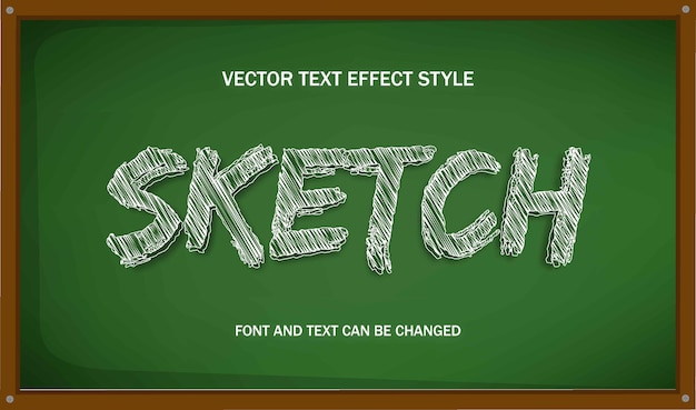 Vector sketch drawing chalk school board style typography editable text effect font style template design