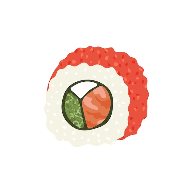 Sketch drawn vector illustration of maki sushi isolated on white background