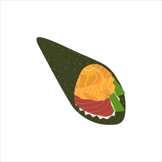 Vettore schizzo disegnato illustrazione vettoriale di temaki sushi isolato su sfondo bianco