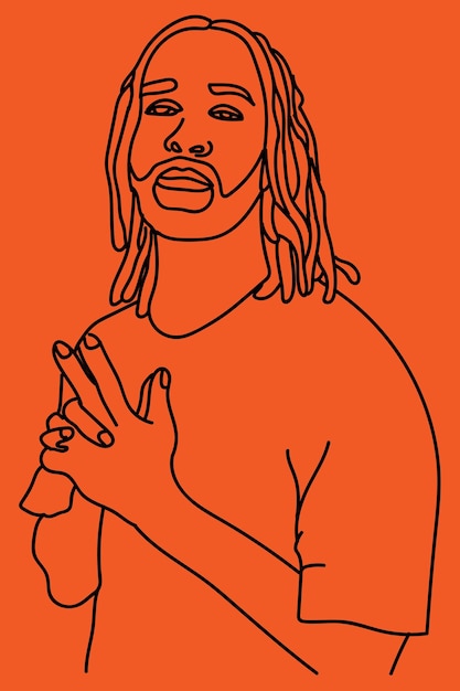 Vector sketch dreadlocks man line art