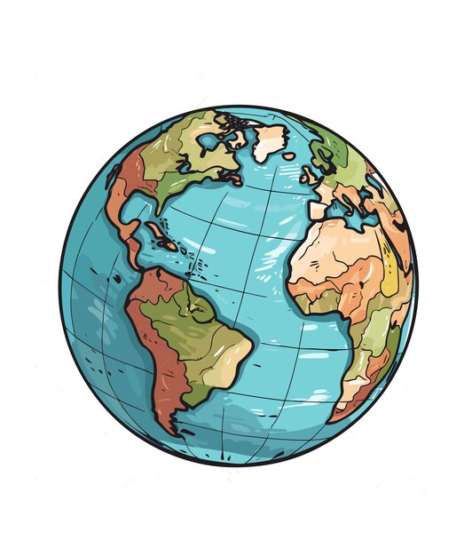 Vector a sketch of the earth with the word 