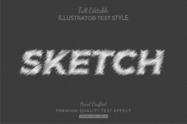 Vector sketch editable 3d text style effect premium