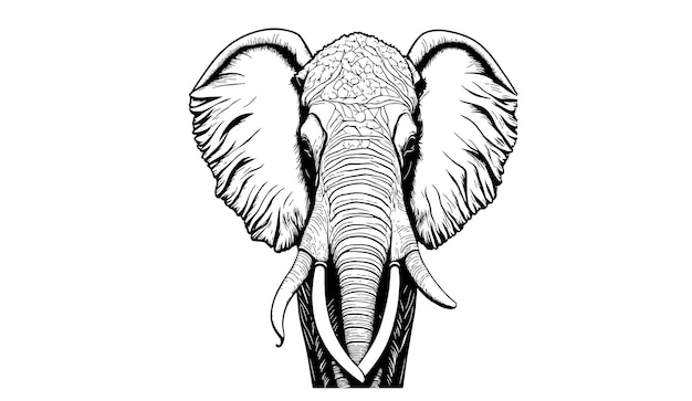 Sketch of a elephant on white background free vector illustration