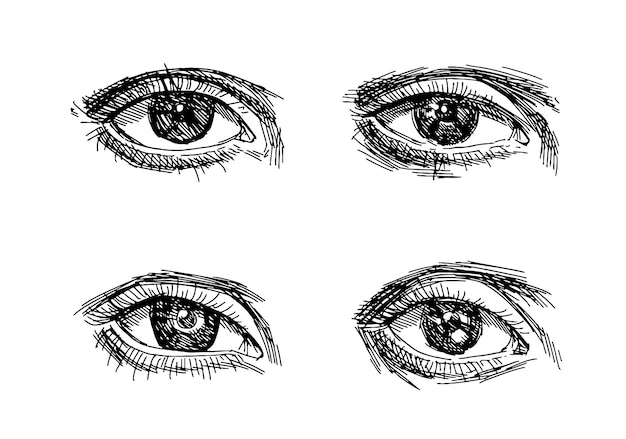 Sketch engraving style Hand drawn vintage female eye Vector in sketch style