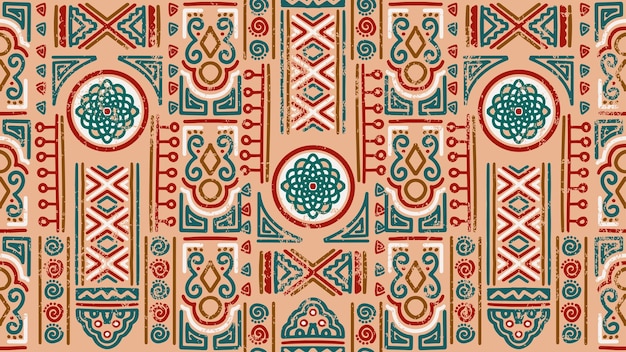 스케치 에스닉 패턴 부족 낙서 모티브 손으로 그린 효과 패치워크 원활한 아즈텍 텍스처