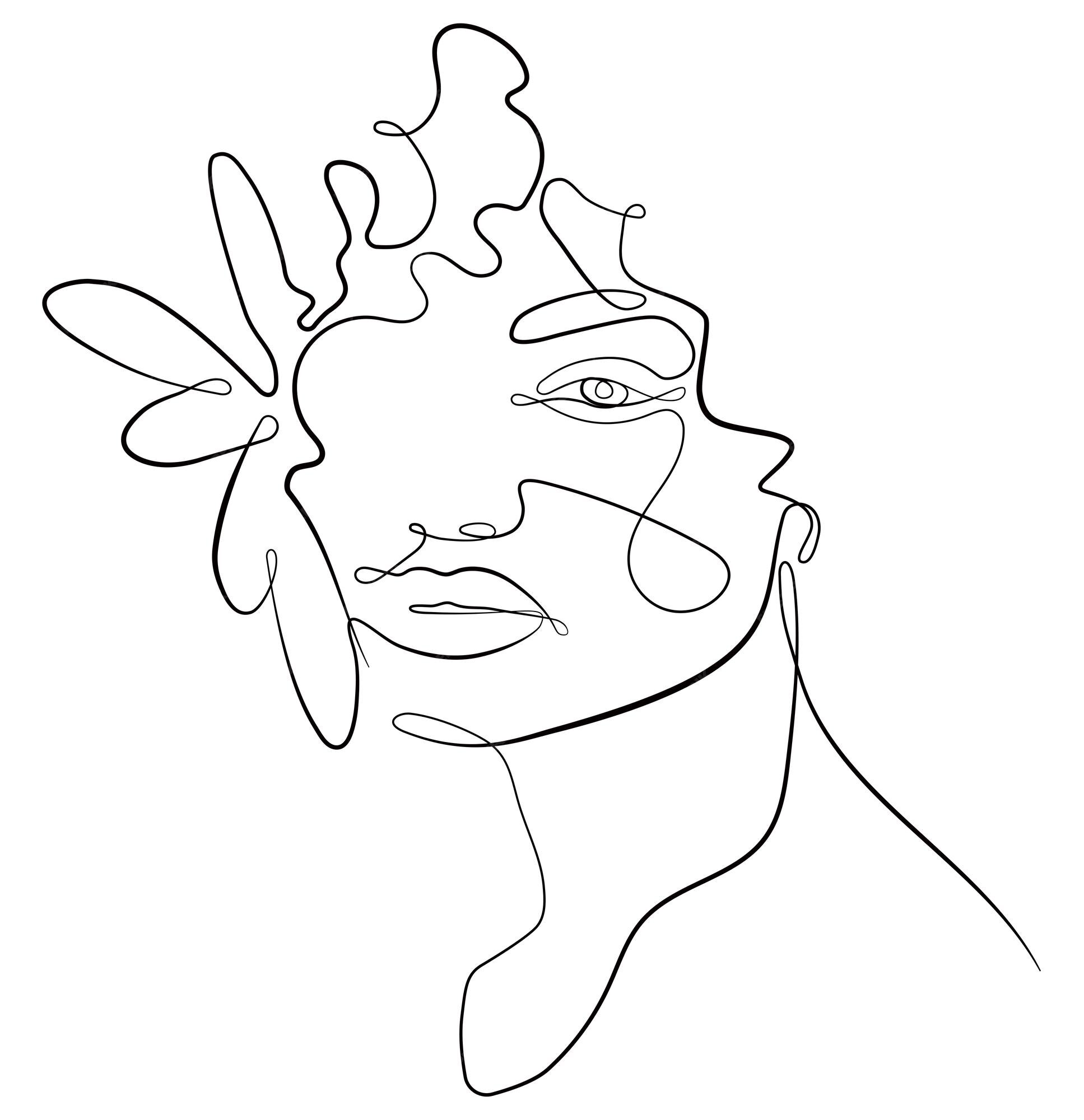 Premium Vector | Sketch of a female abstract face drawing of a female ...