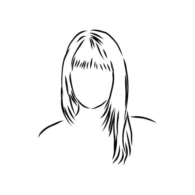 A sketch of a female hairstyle. A freehand vector illustration.