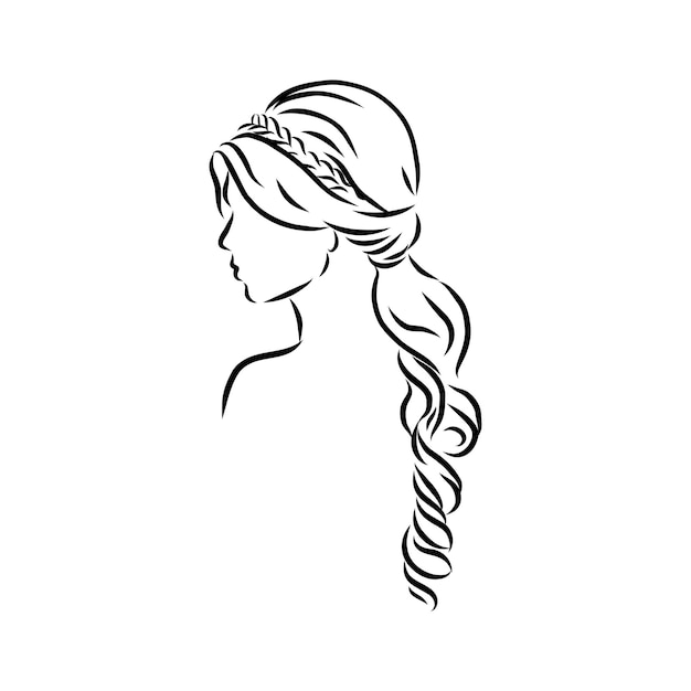 A sketch of a female hairstyle. a freehand vector illustration