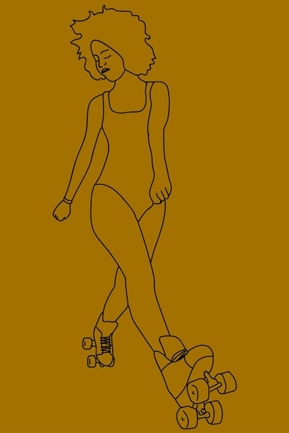 sketch female roller skater line art