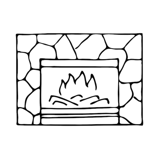 Sketch fireplace isolated on a white background
