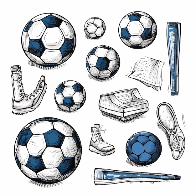 Vector sketch_football_elementshand_drawn_soccer