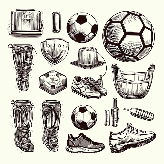 Вектор sketch_football_elementshand_drawn_soccer (очерк футбола)