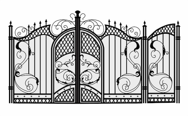 Vector sketch of forged metal elements with antique ornaments