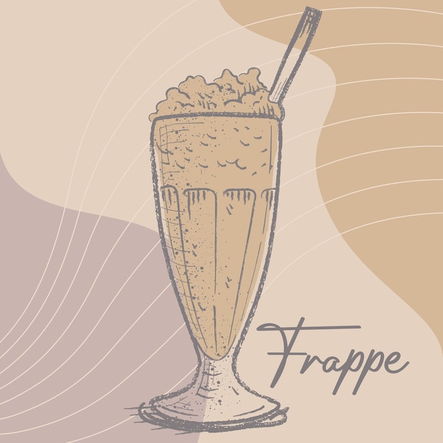 Sketch of a frappe coffee Vector