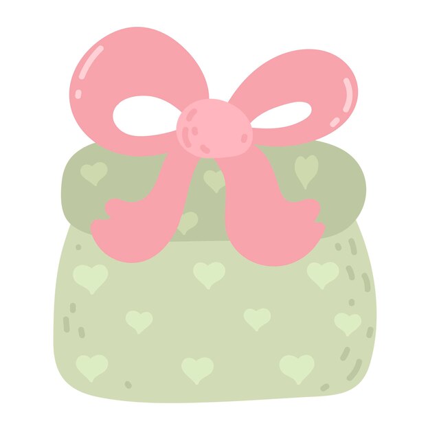 Sketch gift box. hand drawn present. present with ribbon. valentine day