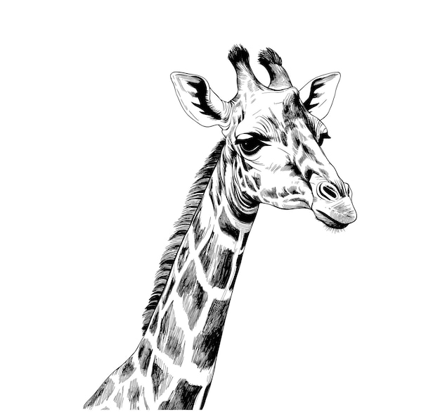 Sketch of the giraffe head hand drawn giraffe vector