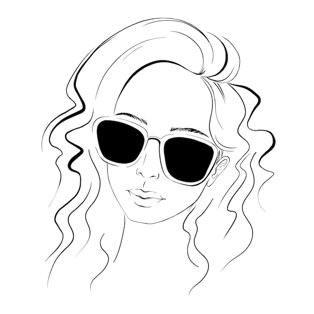 Vector sketch girl , profile, vector illustration