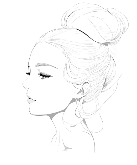 A sketch of a girl with a bun