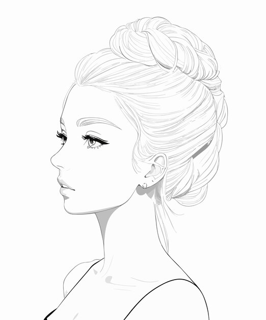 Vector a sketch of a girl with a bun