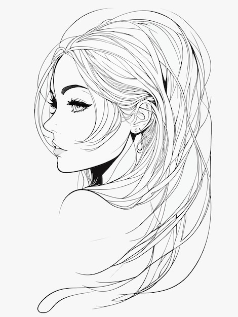 Premium Vector  A drawing of an anime girl with long hair and a