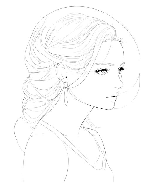 A sketch of a girl with a ponytail