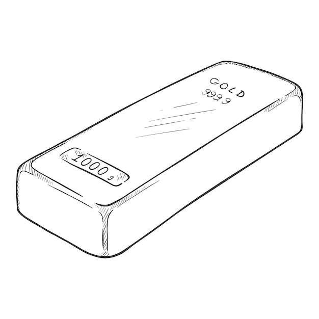 Sketch Gold Bar Vector Illustration of Golden Bullion