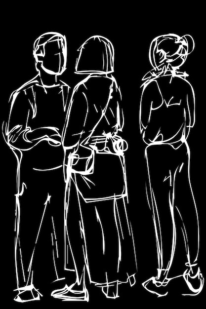 Sketch group of young people