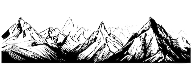 Sketch hand drawn collection mountain peaks scribble pen pencil ink hand drawn mountain peaks sketch