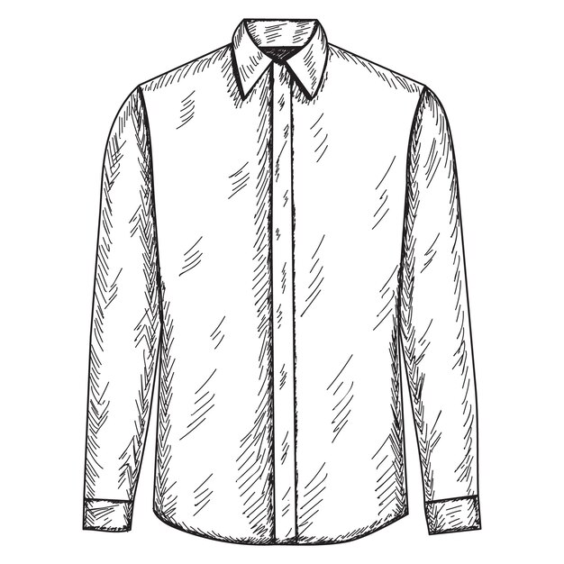 Вектор Эскиз мужской рубашки ручной работы