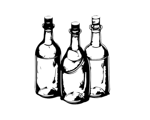 Sketch  Hand drawn  single line art bottle