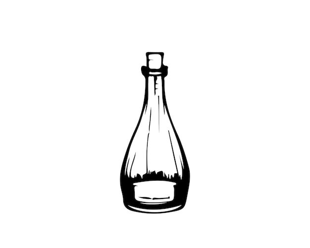 Vector sketch  hand drawn  single line art bottle