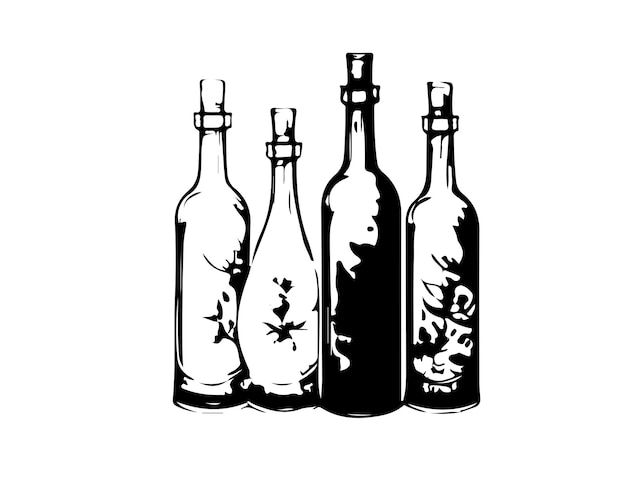 Sketch  Hand drawn  single line art bottle