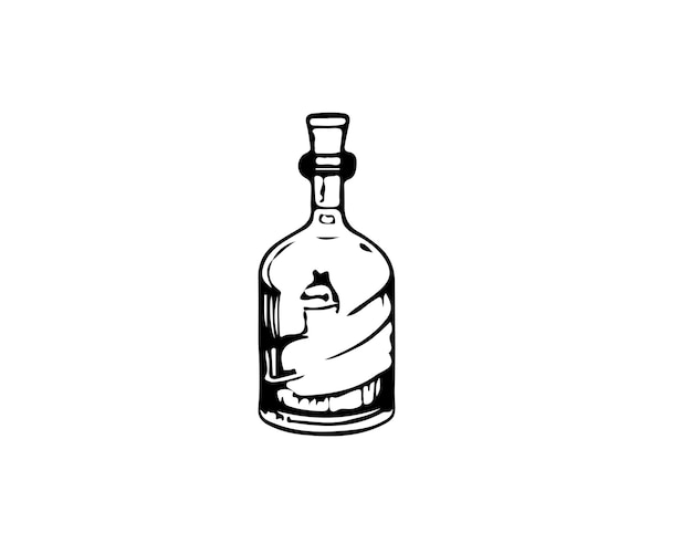 Sketch  Hand drawn  single line art bottle