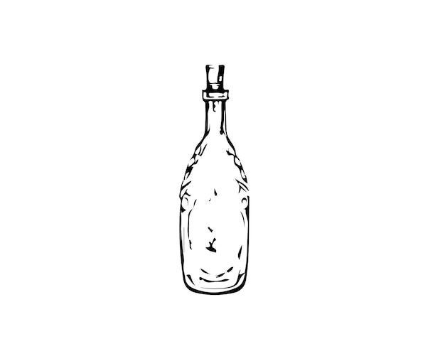 Sketch  Hand drawn  single line art bottle