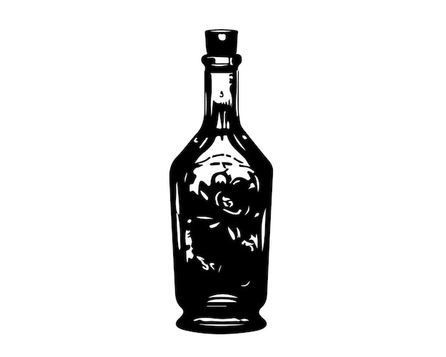 Sketch  Hand drawn  single line art bottle