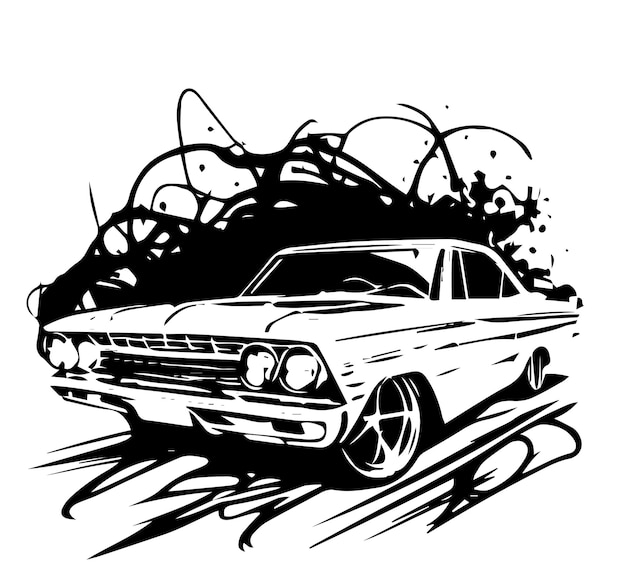 Sketch hand drawn single line art car use for logo poster and background