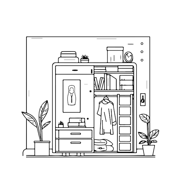 Sketch Hand drawn single line art coloring page Bad Room Day