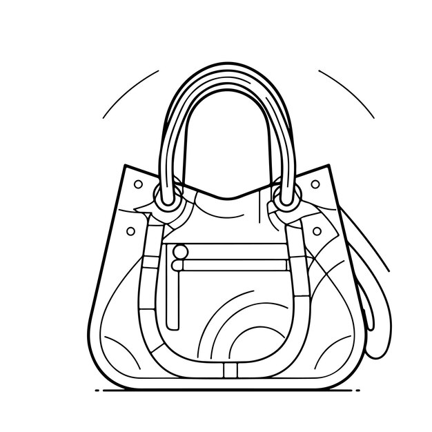 Vector sketch hand drawn single line art coloring page bag day