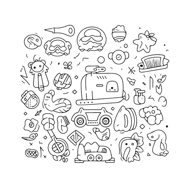 Vector sketch hand drawn single line art coloring page doddle day