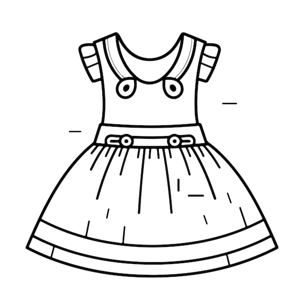 Premium Vector | Sketch hand drawn single line art coloring page dress day