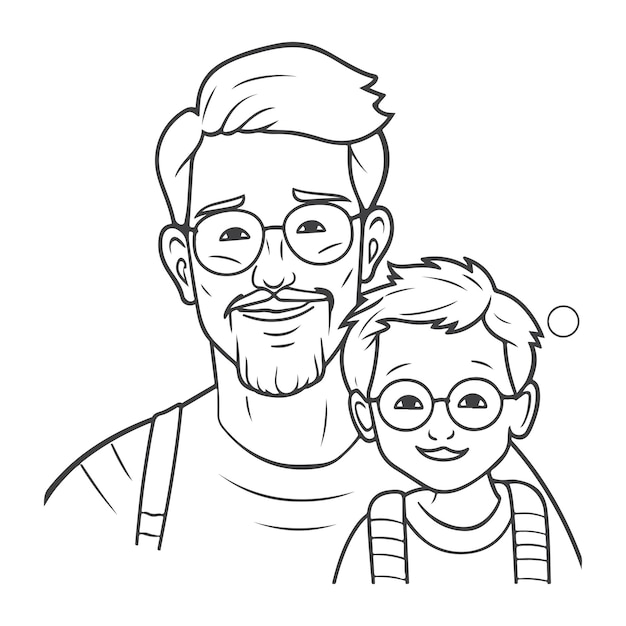 Vector sketch hand drawn single line art coloring page father day
