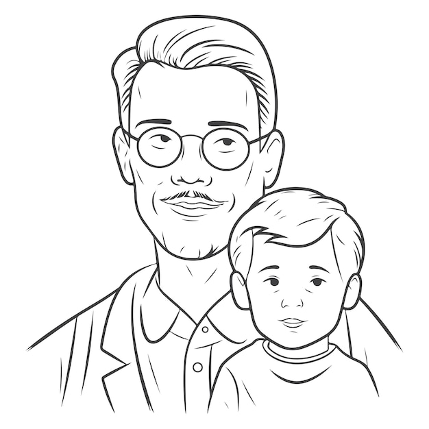 Sketch Hand drawn single line art coloring page father day