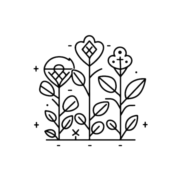 Sketch Hand drawn single line art coloring page growing plants Day