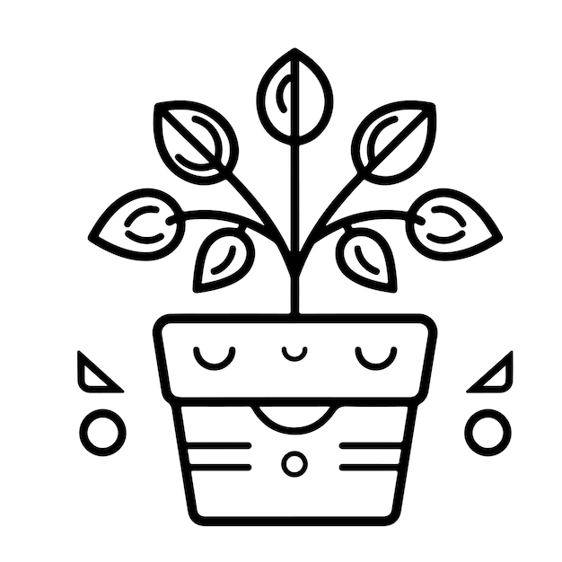 Sketch Hand drawn single line art coloring page growing plants Day