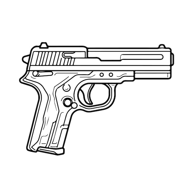 スケッチ手描きの単一ライン アートぬりえページ銃の日