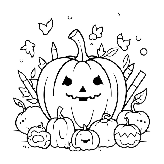 Sketch hand drawn single line art coloring page halloween day