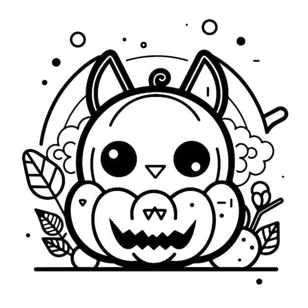 Vector sketch hand drawn single line art coloring page halloween day