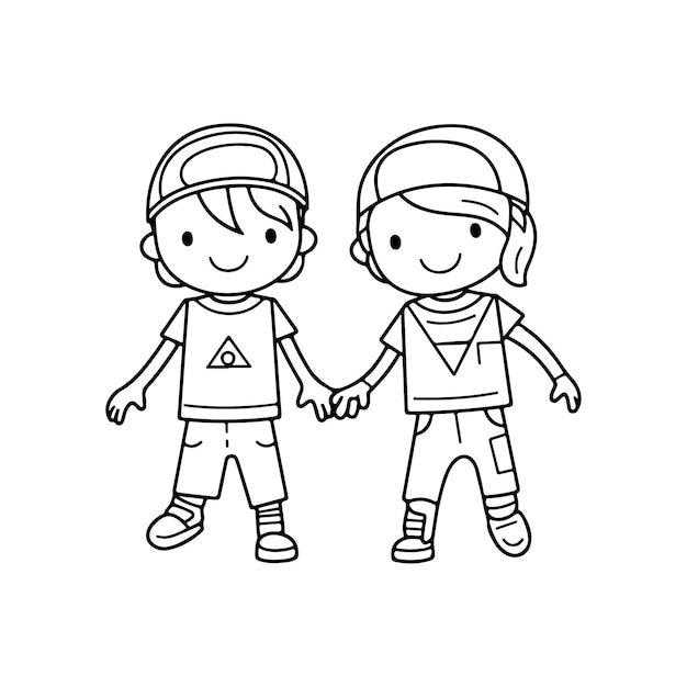 Sketch Hand drawn single line art coloring page kids Day
